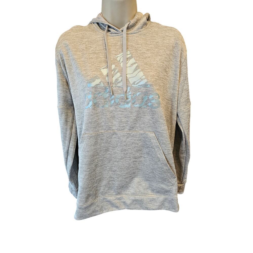 Womens L Adidas hoodie with thumb holes performance pullover sweater